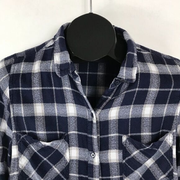 Lucky Brand Button Down Plaid Shirt Women's Large Long Sleeve Pockets Tie Back - Picture 2 of 11